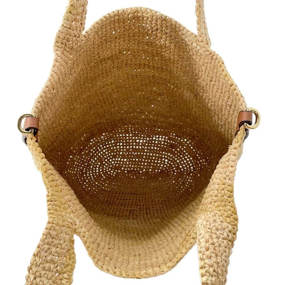 Loewe Tote Bag Slit Raffia Leather Shoulder Basket - Picture 6 of 12